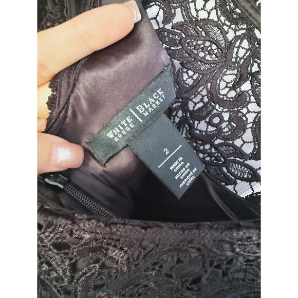 WHBM White House Black Market Lace Overlay Sheath Dress Sleeveless Size 2 Event - Picture 4 of 6